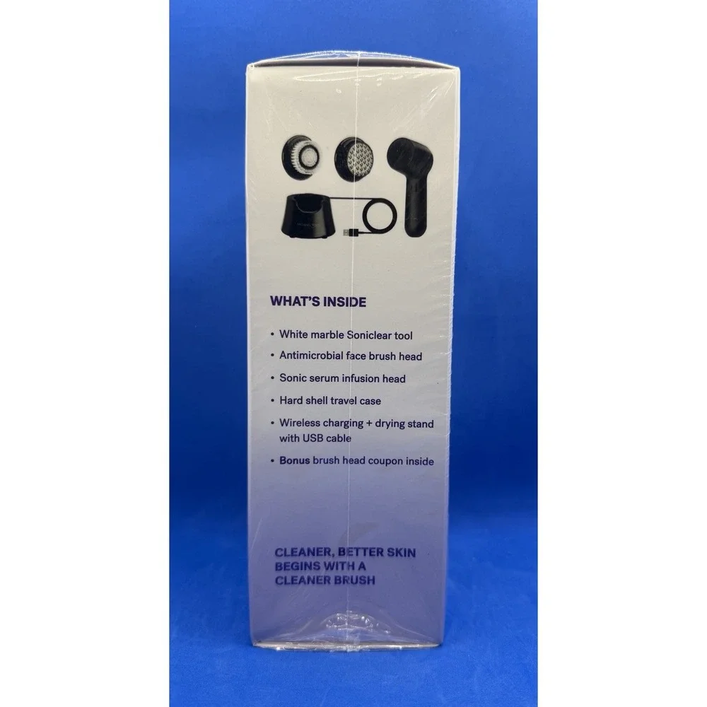 Michael Todd Beauty Soniclear Sonic Facial Cleansing Brush White Marble NEW